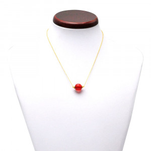 Collier evidence renaissance rouge tisse dore