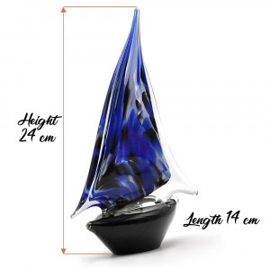 Blue and black murano glass sailboat