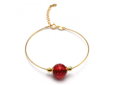 Bracelet fin rouge en veritable verre de murano de venise 