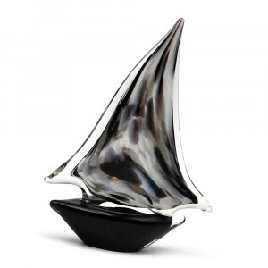 Velero gris y negro de vidrio murano