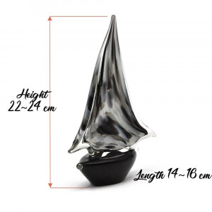 Gray and black sailing boat in murano glass