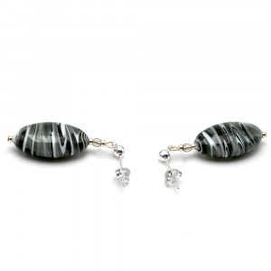 Gray murano glass earrings genuine from venice