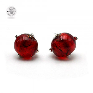 Aretes gaia clavo rojos de venecia real cristal murano