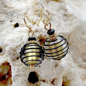 Gold murano glass earrings