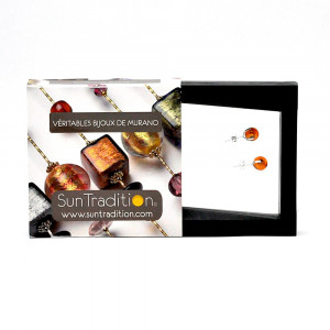 Amber stud earrings in genuine murano glass from venice