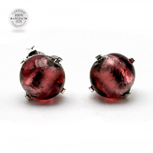 Amethyst murano glass stud earrings from venice