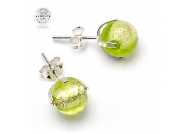 Aretes verde anis clavo de cristal de murano auténtico de venecia