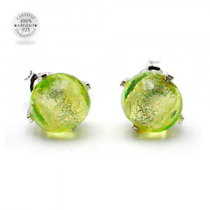 Anise green genuine murano glass stud earrings from venice