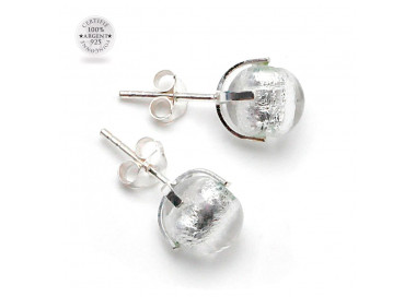 Silver murano glass stud earrings genuine from venice