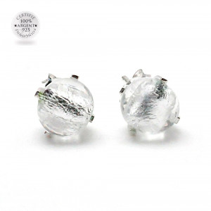 Silver murano glass stud earrings genuine from venice