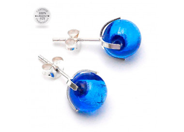 Ocean blue murano glass stud earrings genuine from venice