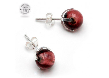 Amethyst murano glass stud earrings from venice