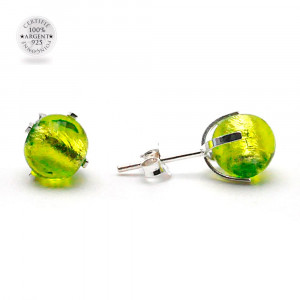 Aretes gaia clavo verde limón en venecia real cristal murano