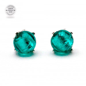 Aretes clavo gaia turquesa en venecia real cristal murano