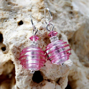 Orecchini in vetro di murano rosa