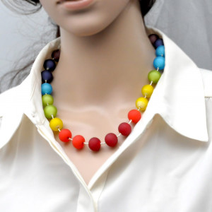 Ball satin rainbow - multicolored murano glass satin necklace