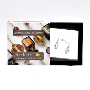 Penelope ii silver - studded silver earrings in genuine murano glass from venice