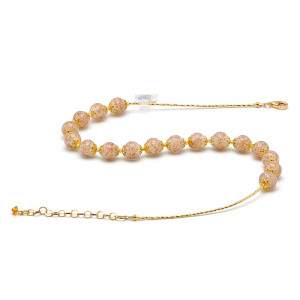 Collier opaline beige en veritable verre de murano de venise