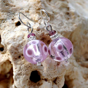 Boucles d'oreilles verre murano lilas