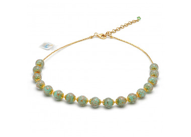 Collana opalino verde in vetro di murano di venezia