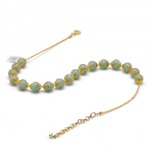 Collana opalino verde in vetro di murano di venezia