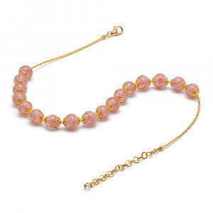 Collier opaline rose en cristal de murano