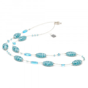 Blue turquoise halsband i äktligt muranoglas från venedig