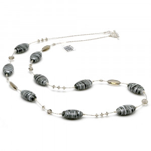 Collier gris en cristal de murano