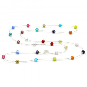 Multicolored murano glass and silver necklace genuine from venice