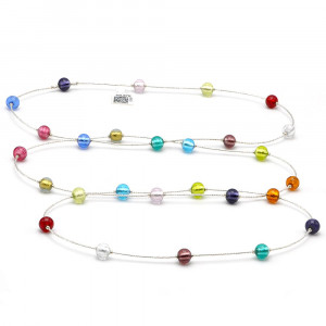 Sautoir de perles multicolore en verre de murano de venise