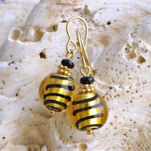 Gold murano glass earrings genuine murano glass