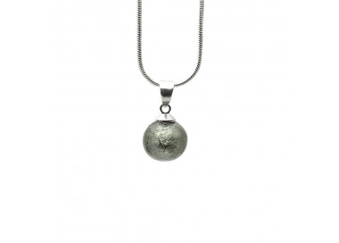 Pendant glass beads grey and necklace silver 925