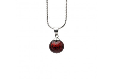 Ciondolo perle di vetro rosso scuro e collana in argento 925