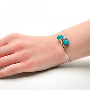 Zilveren armband met groene smaragd kralen gemaakt van murano glas uit venetië