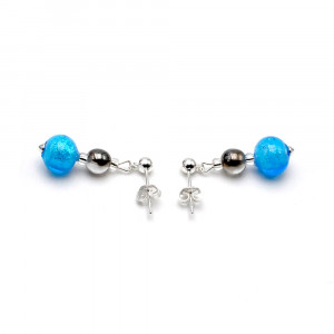 Boucles d'oreilles bleue  verre de murano de venise