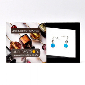 Pixie bleu - boucles d'oreilles bleue en veritable verre de murano de venise