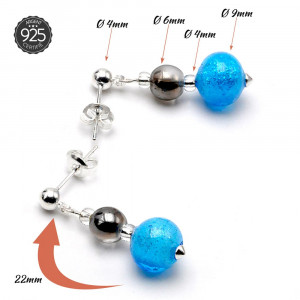 Pixie blue - blue earrings in real murano glass from venice