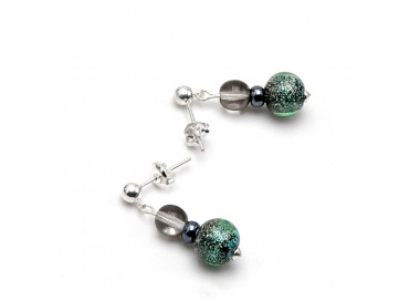  green earrings in real murano glass from venice