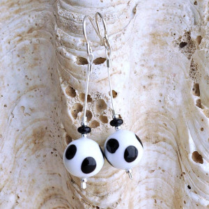 White black peas murano glass earrings genuine murano glass