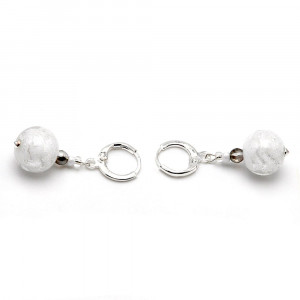 Pendientes blancos de vidrio murano de venecia