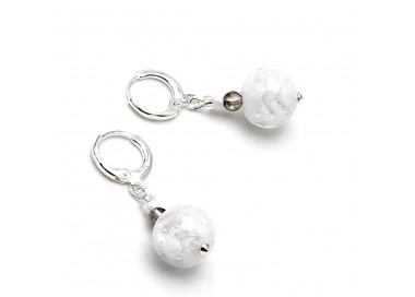 White earrings in real murano glass from venice