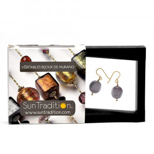 Pastiglia iris parme - boucles d'oreilles parme en verre de murano