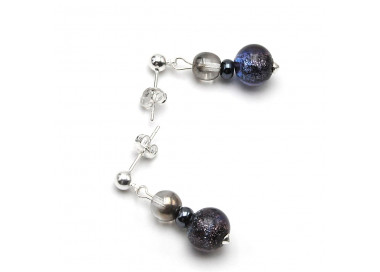 Purple earrings in genuine murano glass from venice