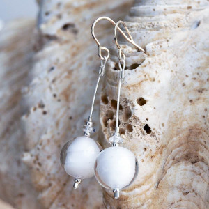 Pendientes murano blanco en verdadero cristal de murano venecia