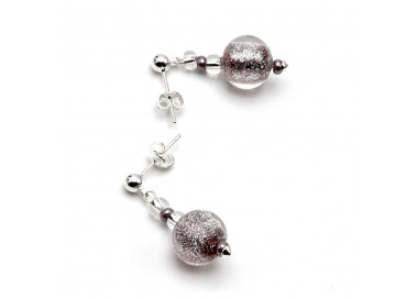 Purple earrings in genuine murano glass from venice