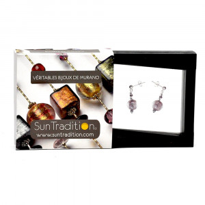 Givre purple - purple earrings in genuine murano glass from venice