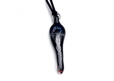 Pendentif noir en verre de murano artistique meduse immortelle