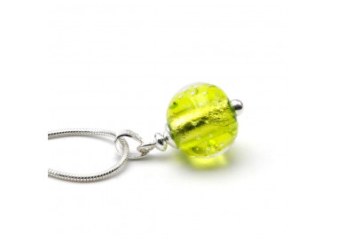 Pendentif perles verre fizzy vert anis et argent 925