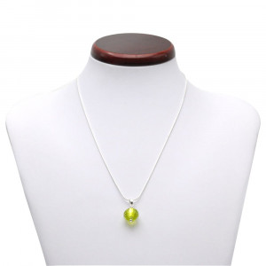 Perlas colgantes vidrio fizzy verde anis y plata 925