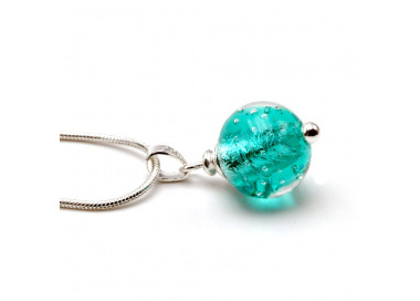 Pendentif perles verre fizzy turquoise et argent 925